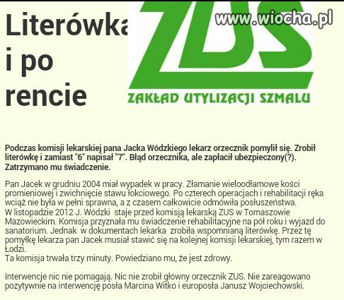 ZUS jest mistrzem wiochy.