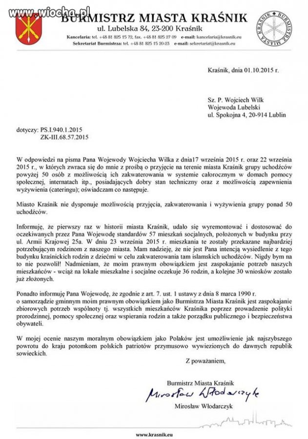 Brawa dla Burmistrza Krasnika