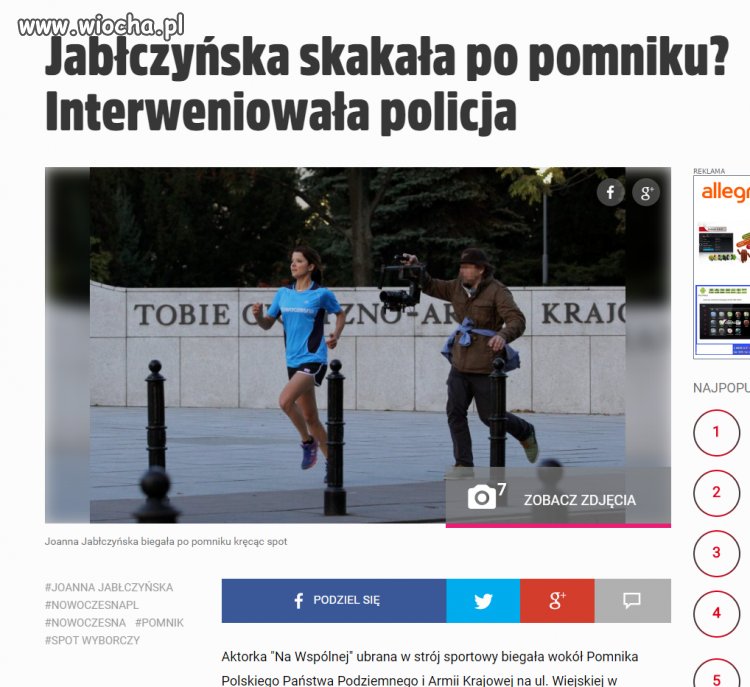 Spot "swetru" , skakała po pomniku AK