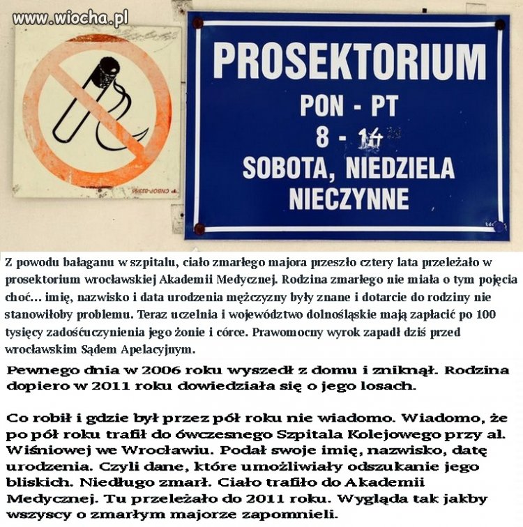 Szpital zapomniał na 4 lata o zmarłym majorze