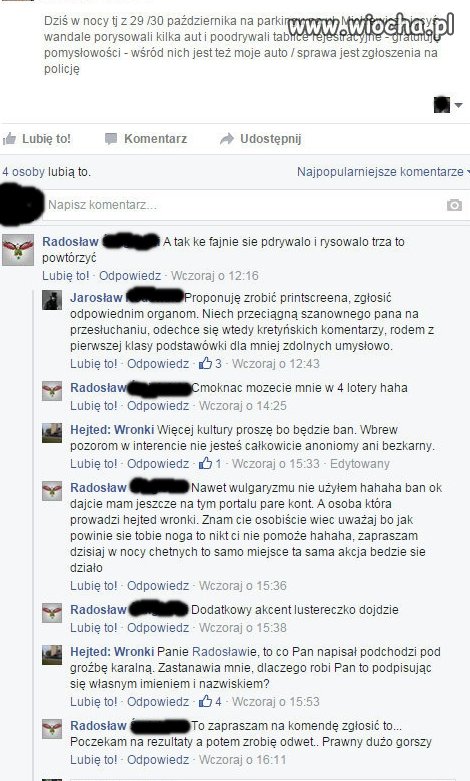 A w tle na facebooku napis "Polska walcząca"