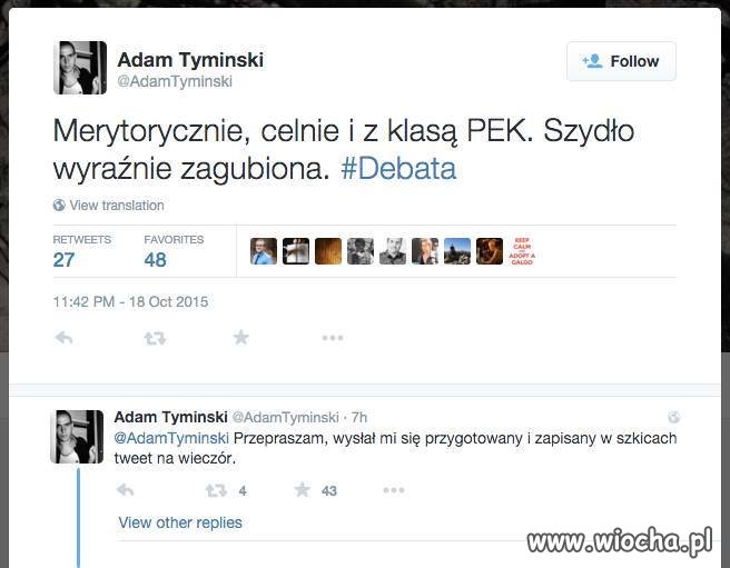 18.10.2015 godzina 11.42 czyli 9 godz przed debata