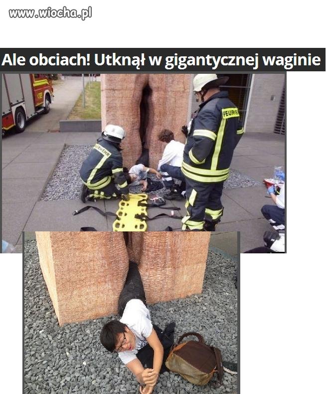 Utknął w gigantycznej waginie.