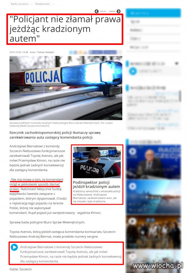 "Policjant nie złamał prawa jeżdżąc kradzionym autem"