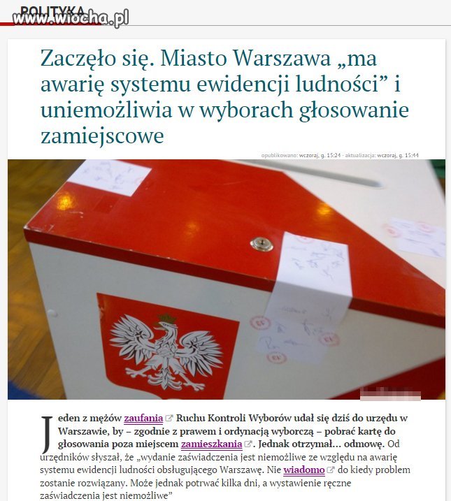 Już są pierwsze POroblemy. Awaria systemu...