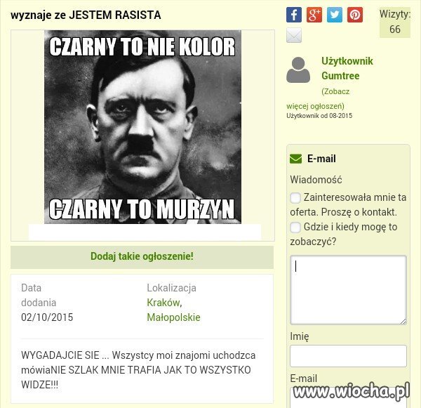 Ogłoszenie z pewnego portalu