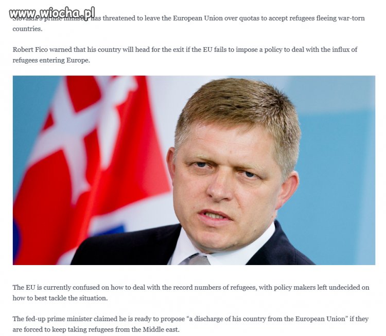 Słowacja nie akceptuje liczby uchodźców, premier...