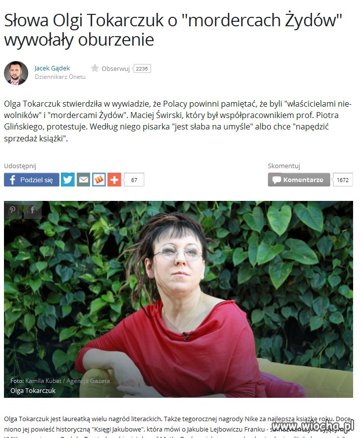 Dostała nagrodę od Michnika więc czas opluwać nas