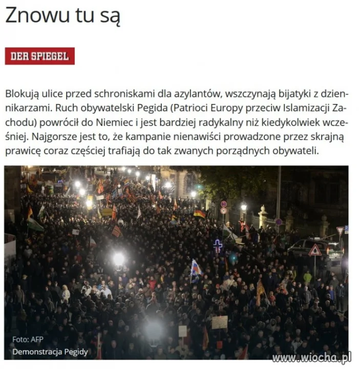 Wg "Der Spiegel" protestujący przeciwnicy