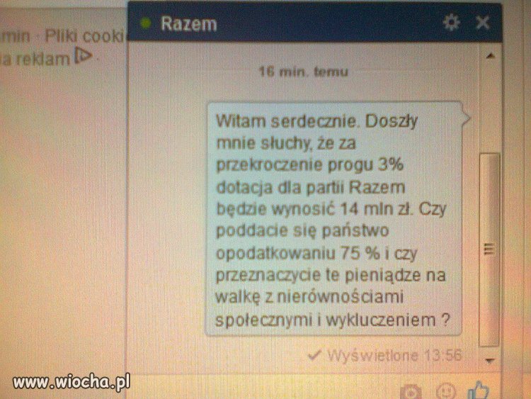 Wiadomość wysłana bez odpowiedzi ...