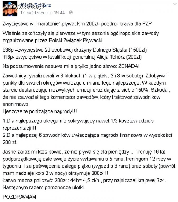 Żenada - złoty medal wart 4,5 zł/h