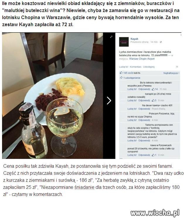 Lotnisko restauracja Warszawa mini obiadek 72 zł