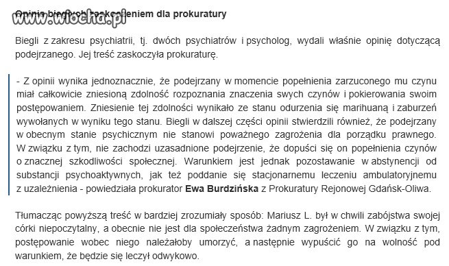 Zabójca dziecka niepoczytalny, bo palił trawkę