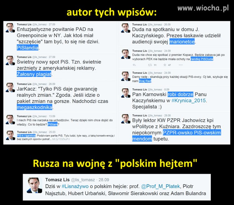 Tomasz Lis- naczelny hipokryta...