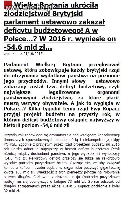 PO+PSL zaplanowało największy w historii deficyt !