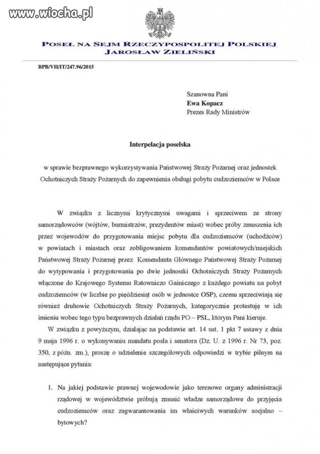 Poseł PIS pyta PEK