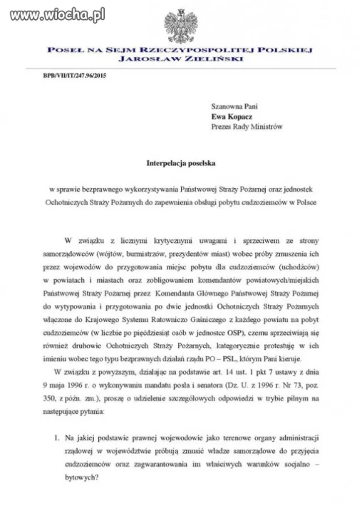 Poseł PIS pyta PEK
