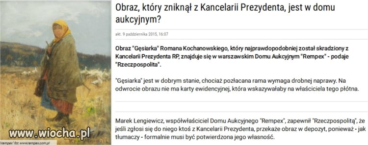 To policja jeszcze nie zapytała kto wystawił obraz?