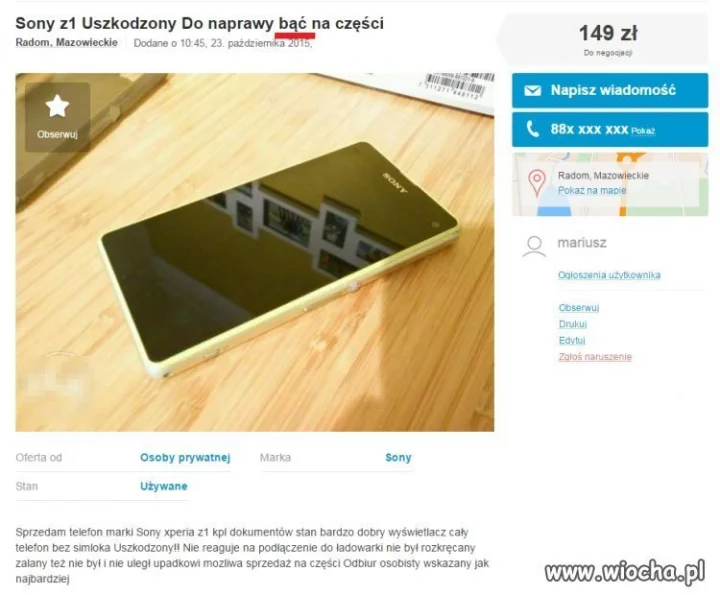 Ogłoszenie na olx