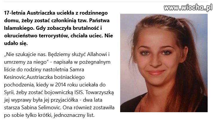 Nie spodobało jej się w ISIS