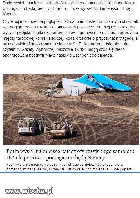 Putin wysłał na miejsce katastrofy 160 expertów.