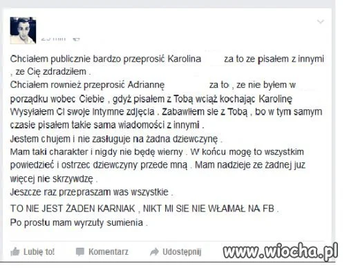 Publiczne przeprosiny na Facebooku