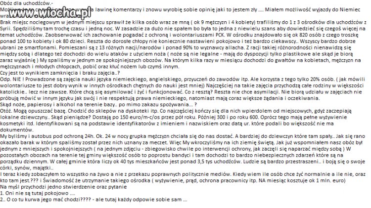 Szokujaca relacja z obozu dla uchodzców 