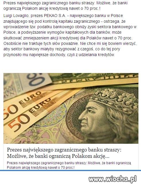 Banki ograniczą Polakom kredyty. SUPER !!