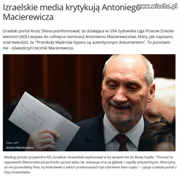 Macierewicz komuś podpadł.
