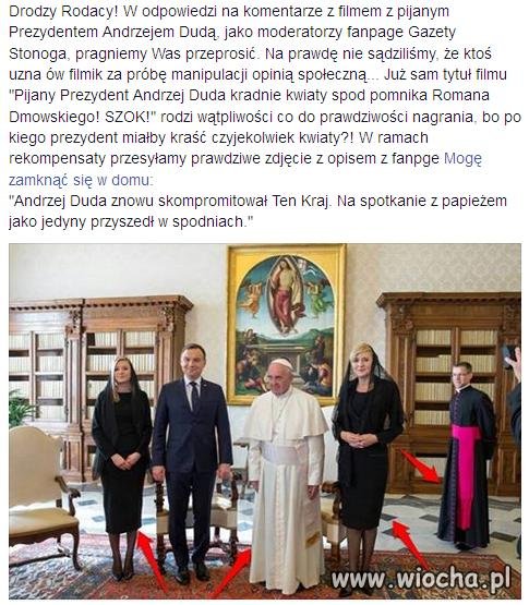 Najpierw szkalują Prezydenta później przepraszają