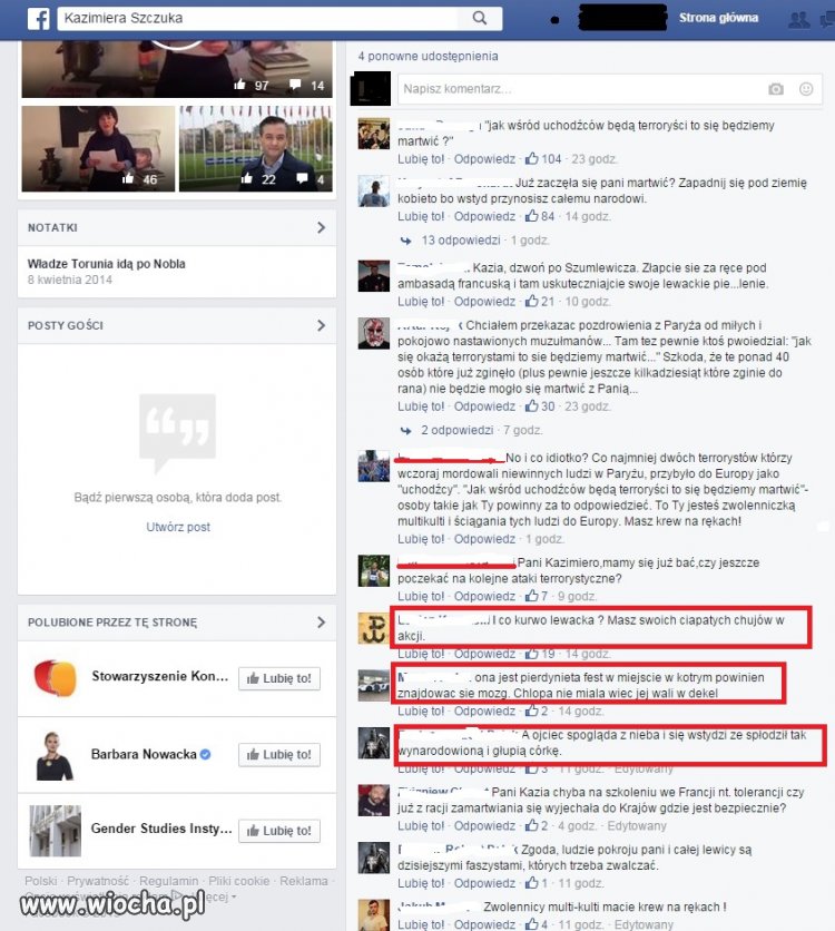 Kilka ciekawych komentów na koncie "jaśnie pani" 