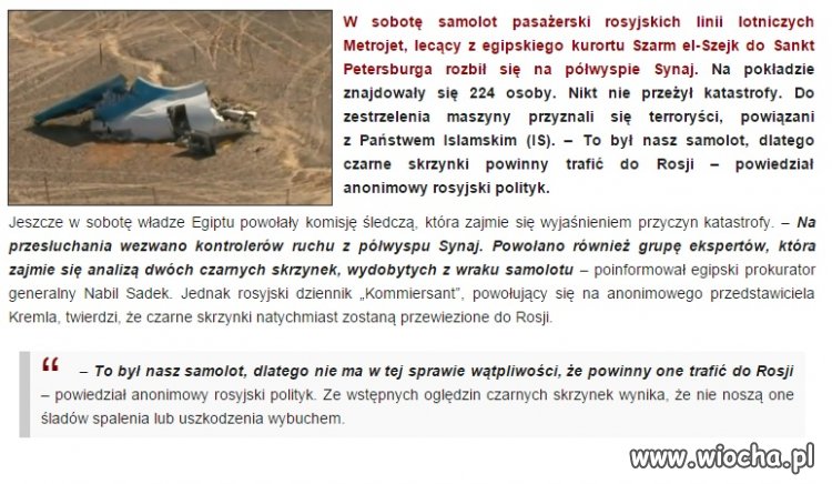 Wrak pewnie też niebawem trafi do Rosji 