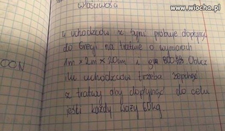 ZADANIE Z FIZYKI W SZKOLE