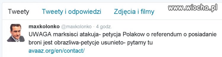 Petycja o referendum o posiadanie broni usunięte