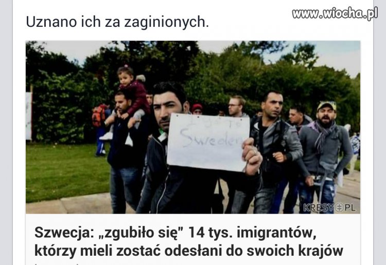 Szwecja : zgubiło się 14 tysięcy imigrantów.