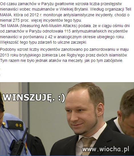 Wzrosła liczba przestępstw nienawiści.