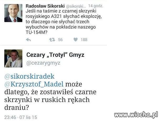 Gmyz masakruje Sikorskiego na Twitterze