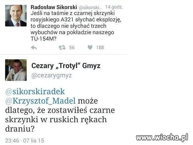 Gmyz masakruje Sikorskiego na Twitterze