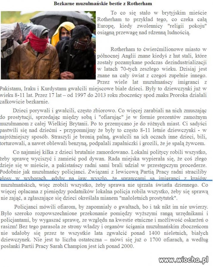 Gwałciciele bezkarni bestie z Rotherham.
