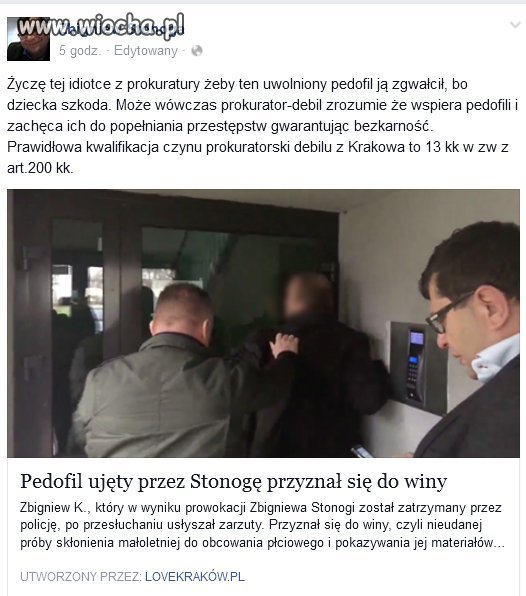 Prokurator wypuściłą pedofila
