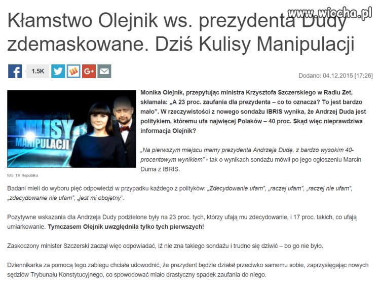 Kolejna kompromitacja Olejnik.