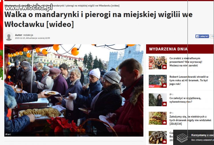 Walka o mandarynki i pierogi na miejskiej wigilii we