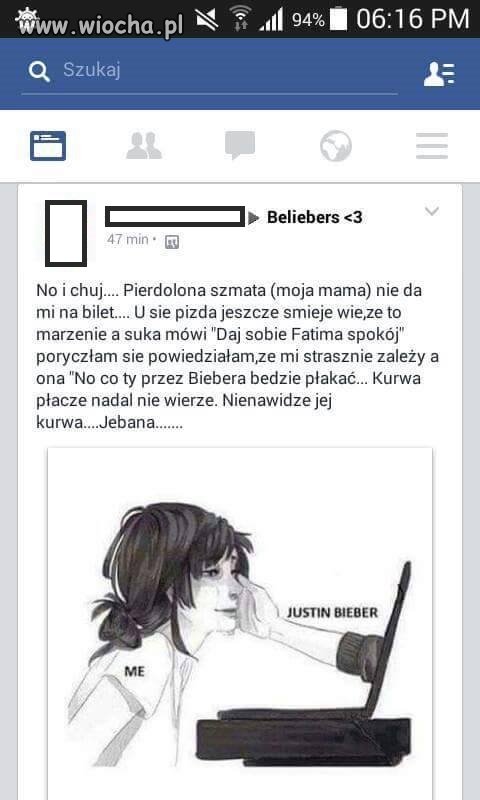 Bo mama jej nie kupiła biletów na koncert biebera