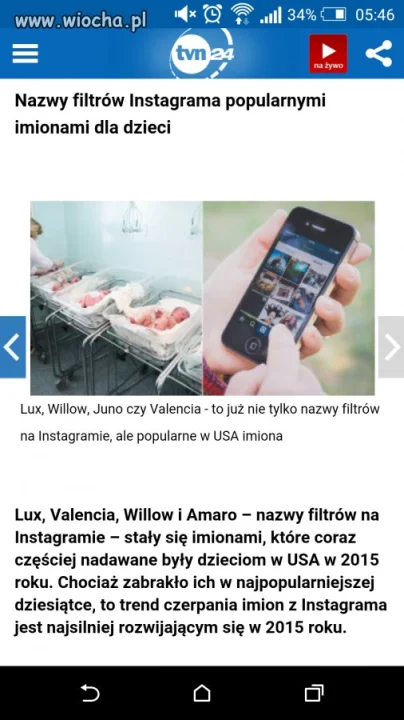 Imiona z Instagrama