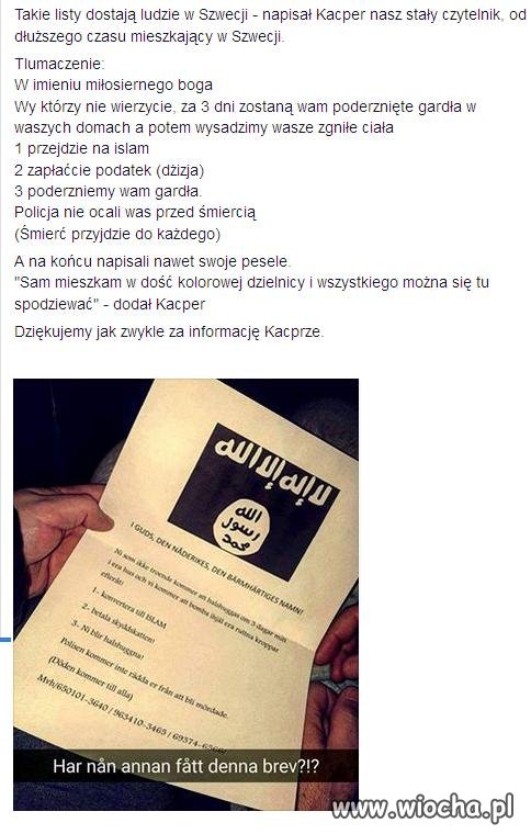 Szwecja : albo przejdziesz na Islam albo śmierć.