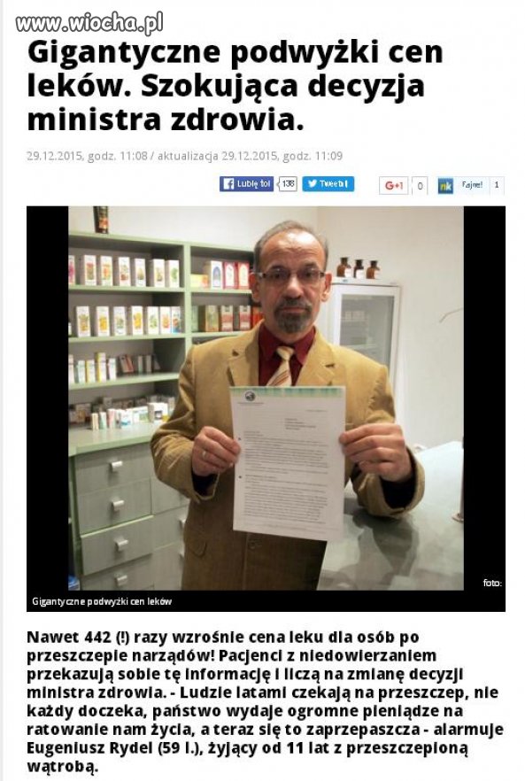 Poprzednio położyli w kraju transplantologie 