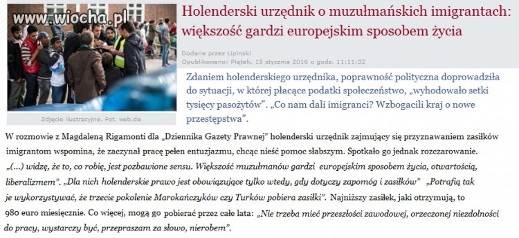 Urzędnik o muzułmańskich imigrantach