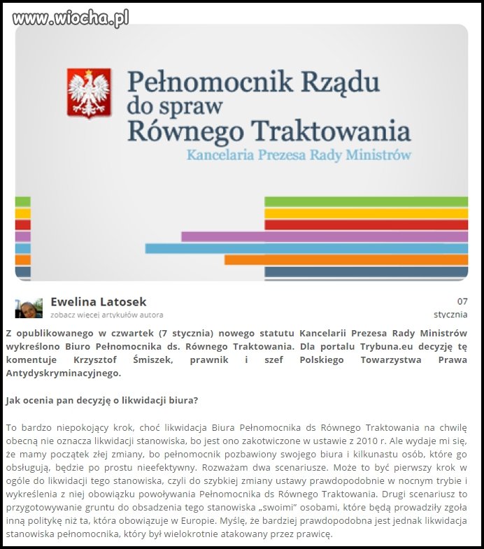 Zlikwiduje się pełnomocnika