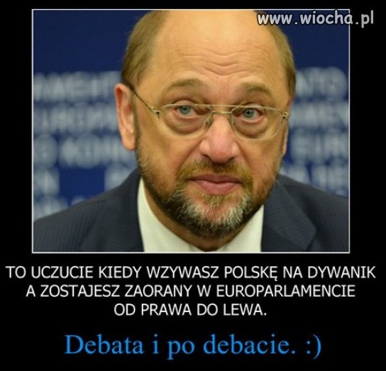 Schulz jakiś trochę zdziwiony po debacie