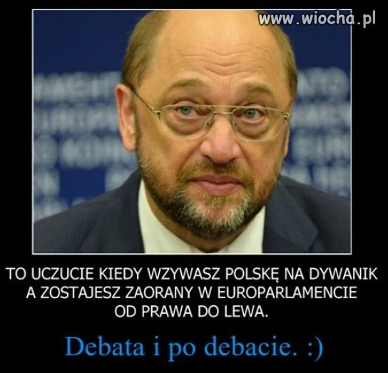 Schulz jakiś trochę zdziwiony po debacie
